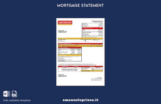 modello di estratto conto del mutuo bancario tedesco Norisbank in stile verifica